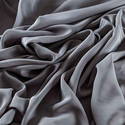 Крепдешин натуральный 028-09534 серый туман однотонный