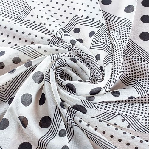 Креп-шифон 027-01432 белый принтованный