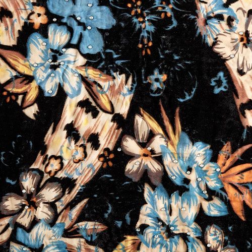 Бархат 002-04351 черный принтованный