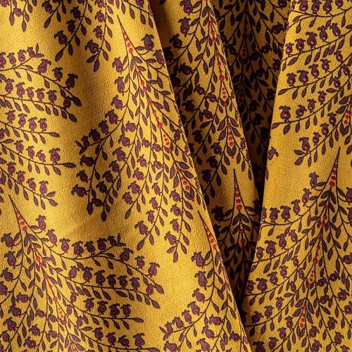 Креп К36-115 горчичный принтованный