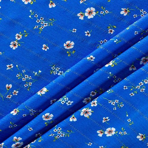 Вискоза с люрексом 009-1002 васильковый принтованный