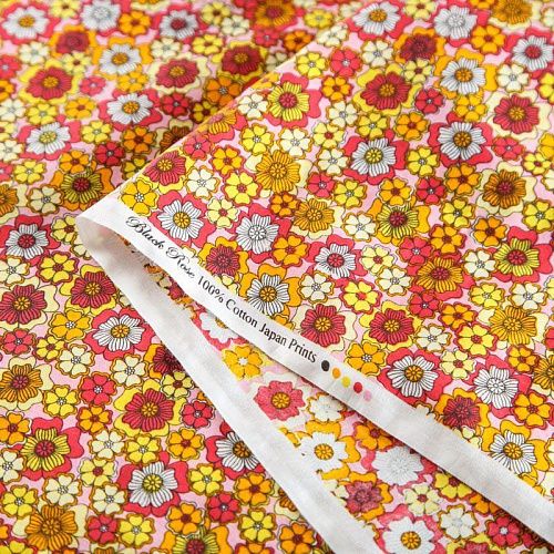 Хлопок 063-02031 желто-розовый принтованный