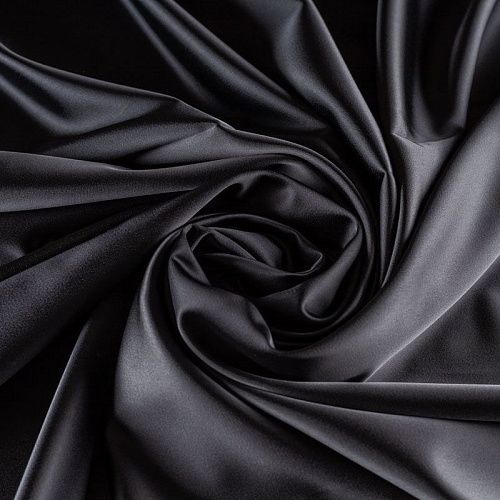 Сатин стрейч К33-567 черный однотонный