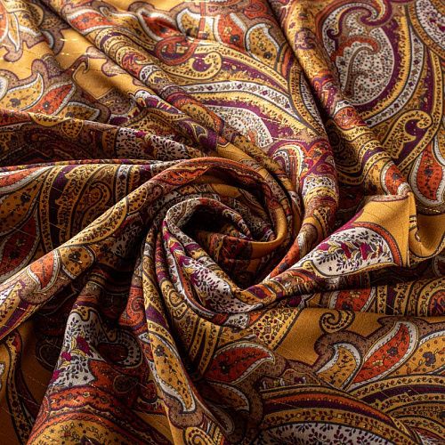 Вискоза с люрексом 009-01090 шафрановый принтованный