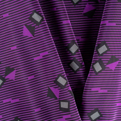 Крепдешин натуральный К36-247 фиолетовый принтованный