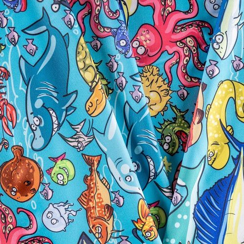 Лайкра К33-109 голубой принтованный