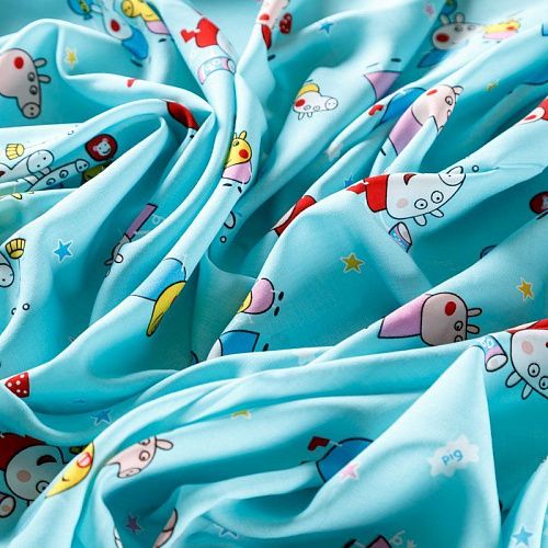 Штапель 069-08272 ментоловый принтованный