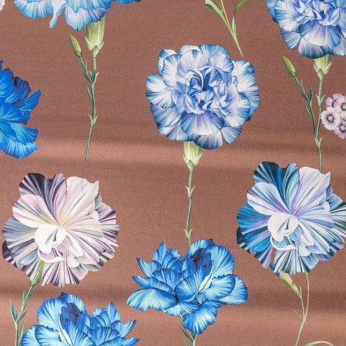 Крепдешин натуральный К32-244 молочный шоколад принтованный