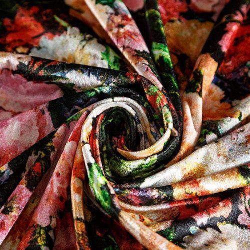 Бархат 002-04352 черный принтованный