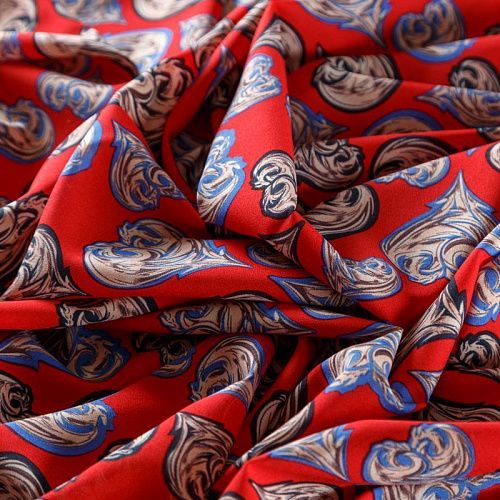 Крепдешин синтетический 029-08858 красный принтованный