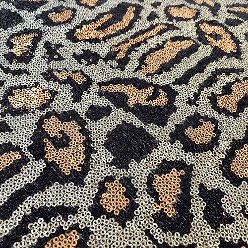 Ткань с пайетками К21-1023 черно-золотой