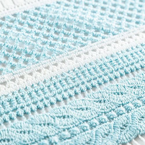 Гипюр-макраме К21-1078 бирюзово-белый