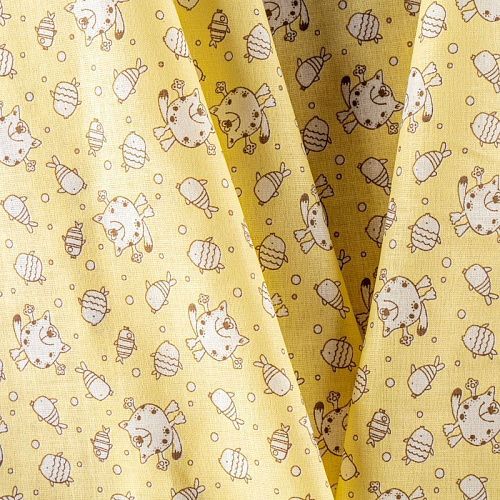 Ситец 007-00701 светло-желтый принтованный