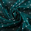 Шифон шелковый 068-12259 бутылочный зеленый принтованный