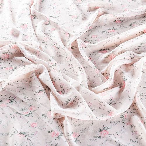 Креп-шифон 027-01448 пудровый принтованный