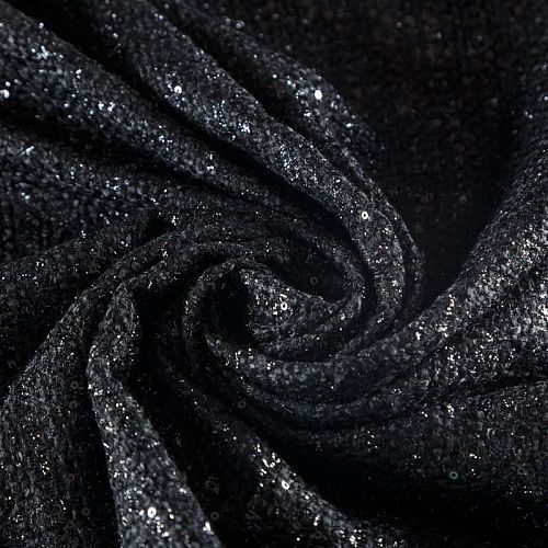 Твид шанель 052-04400 черный с пайетками