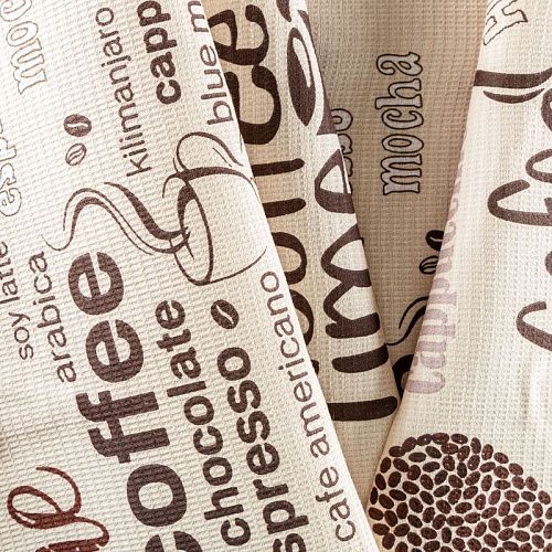 Полотно вафельное 007-03531 бежевый принтованный