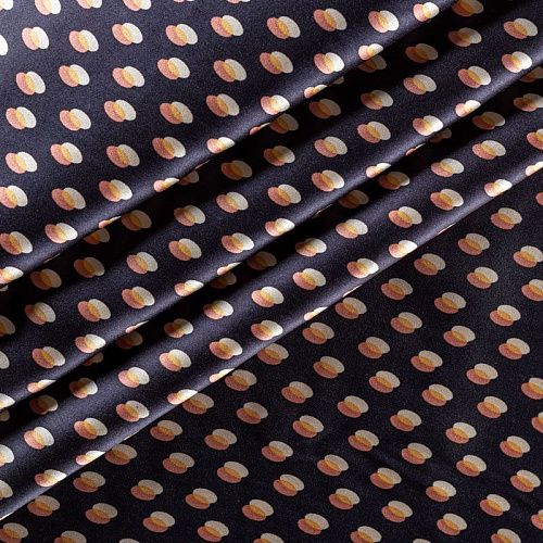 Шелк натуральный К04-820 черный принтованный