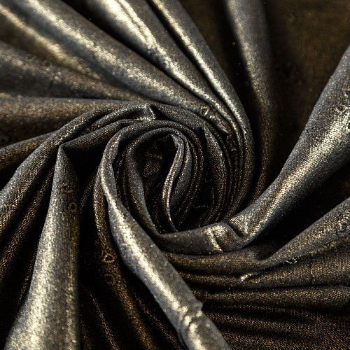 Лен натуральный с вышивкой и напылением 035-07918 бронзовый